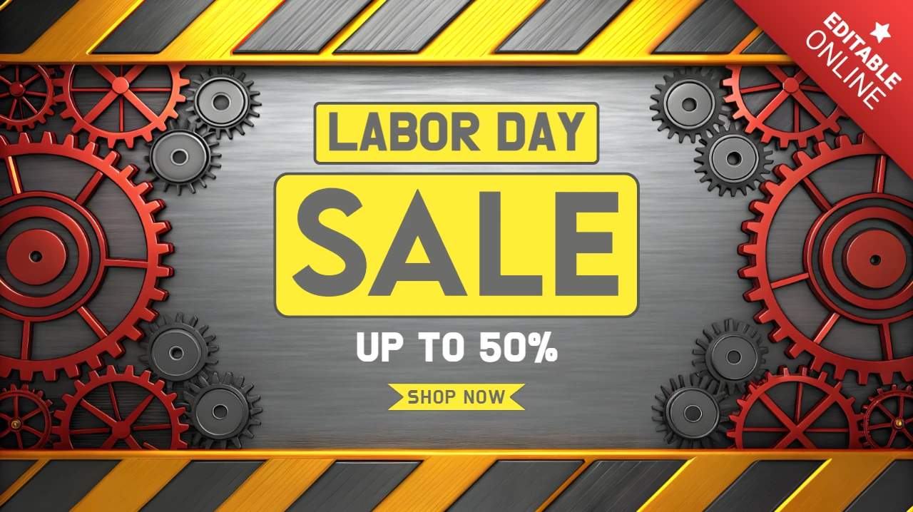 Plantilla de venta del día del trabajo de estilo industrial - diseño editable para promociones