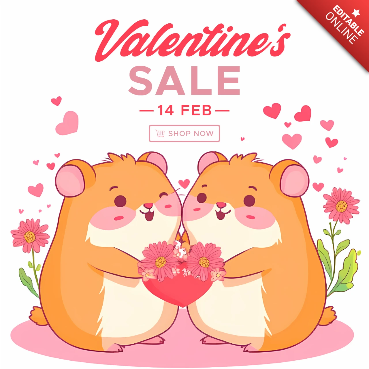 Valentinstag Verkauf Designvorlage mit niedlichen Hamstern