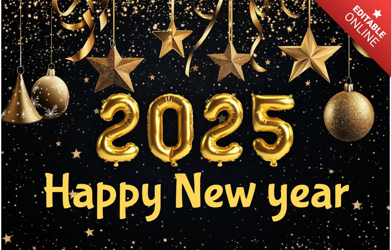 2025 goldene luftballons neues jahr feier design vorlage
