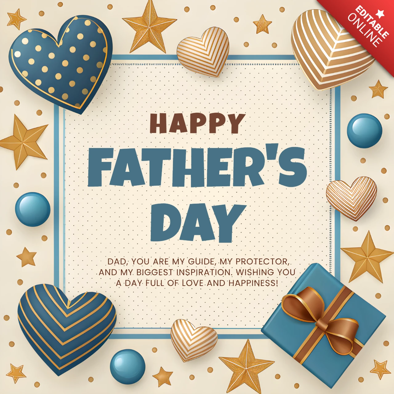 Father's Day Heart and Star 3D Design Template