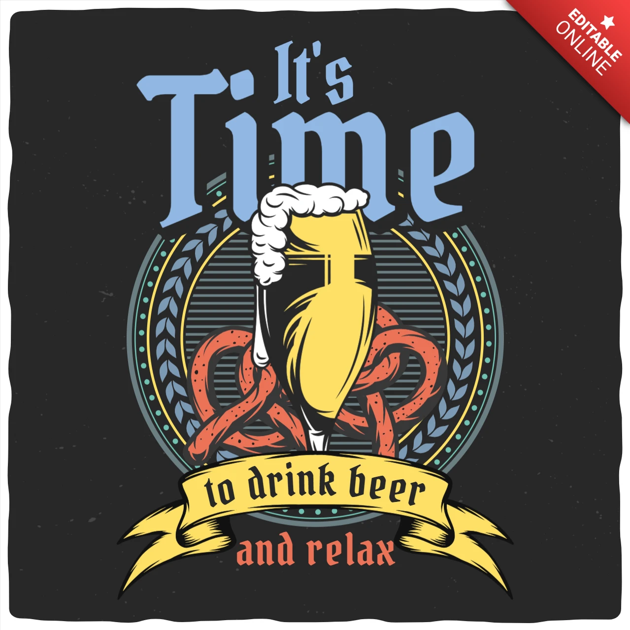 Bierpul en krakelingen t-shirt ontwerpsjabloon