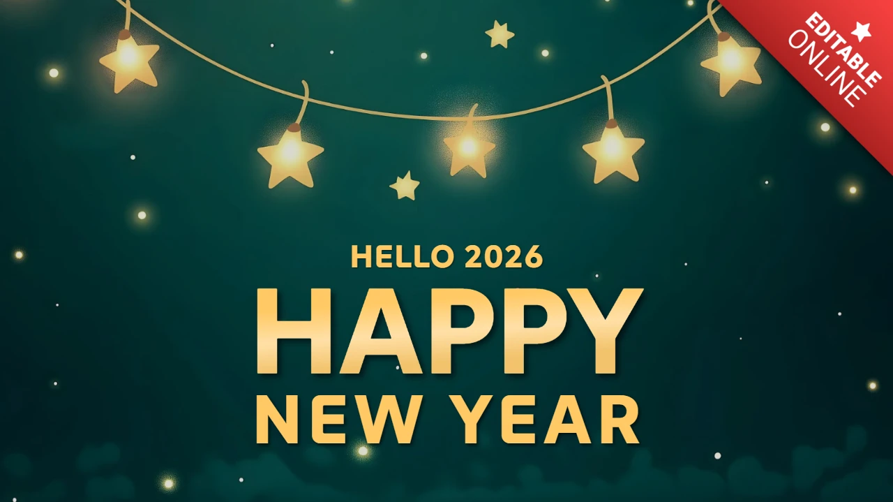 Hello 2026 Happy New Year Star Lights Design Template
