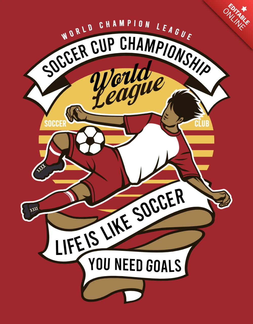 サッカーカップチャンピオンシップTシャツデザインテンプレート