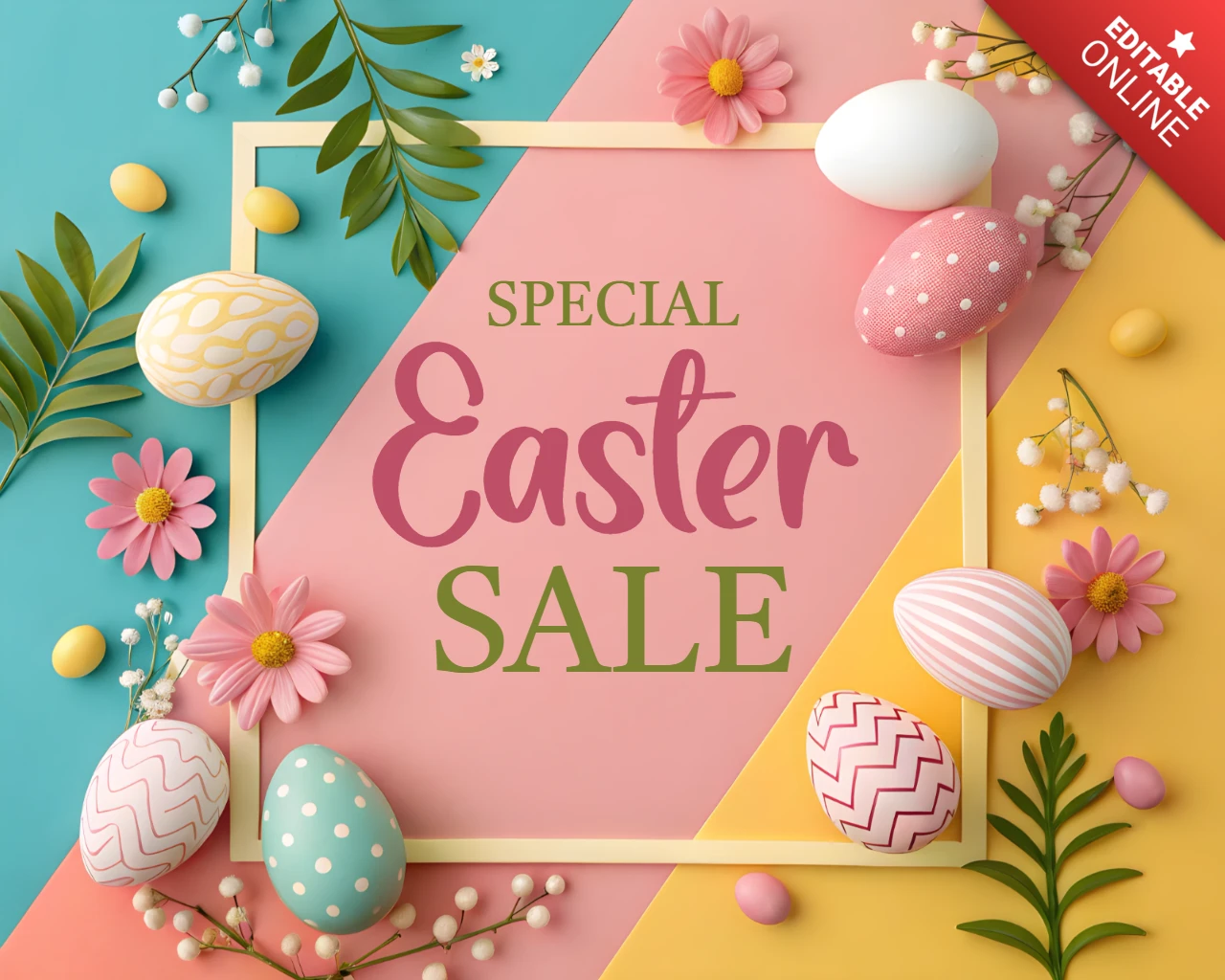 Plantilla editable de diseño de venta de Pascua con temática primaveral