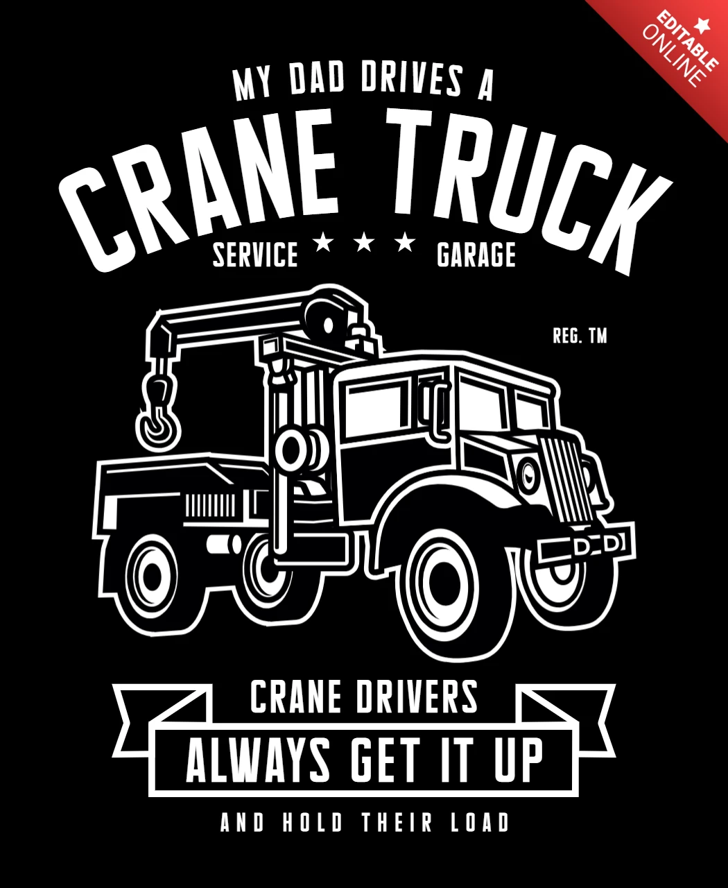 父はクレーン車を運転するTシャツデザインテンプレート