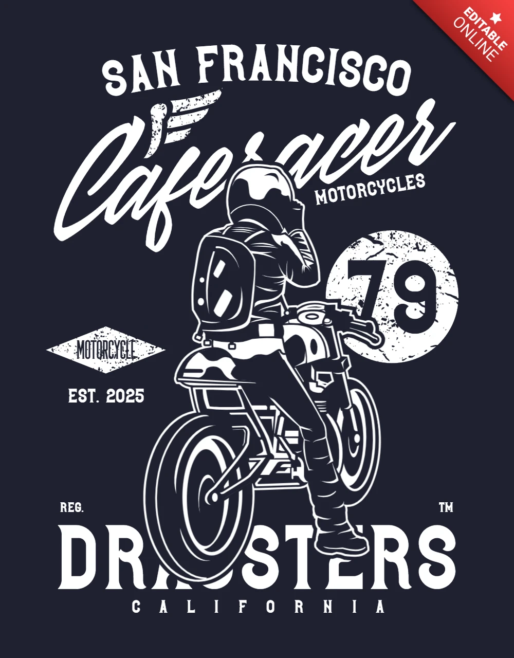 Modèle de t-shirt moto vintage Cafe racer