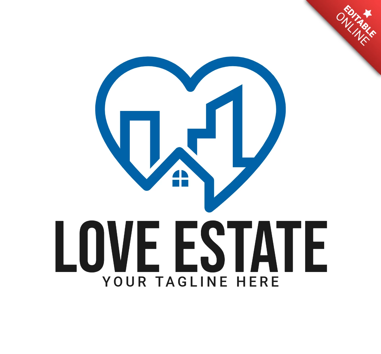 Blue love bouw van onroerend goed ontwerpsjabloon