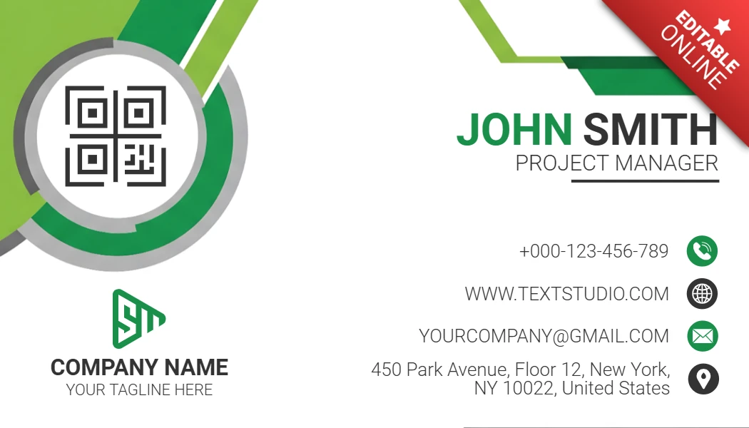 Modern Business Card with Green Accents Sleek Design for Corporate Branding Template