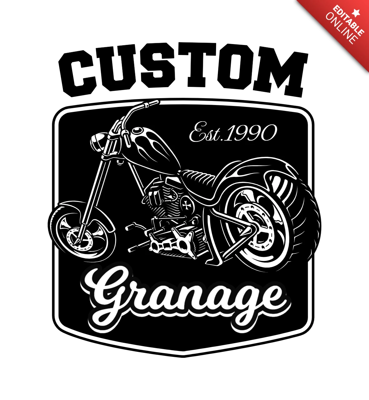 Motorcycle Chopper Garage T-Shirt Design Template
