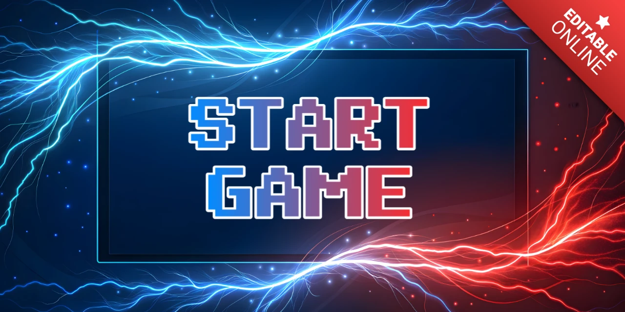 Modèle de conception de démarrage de jeu rétro avec effets électriques néon