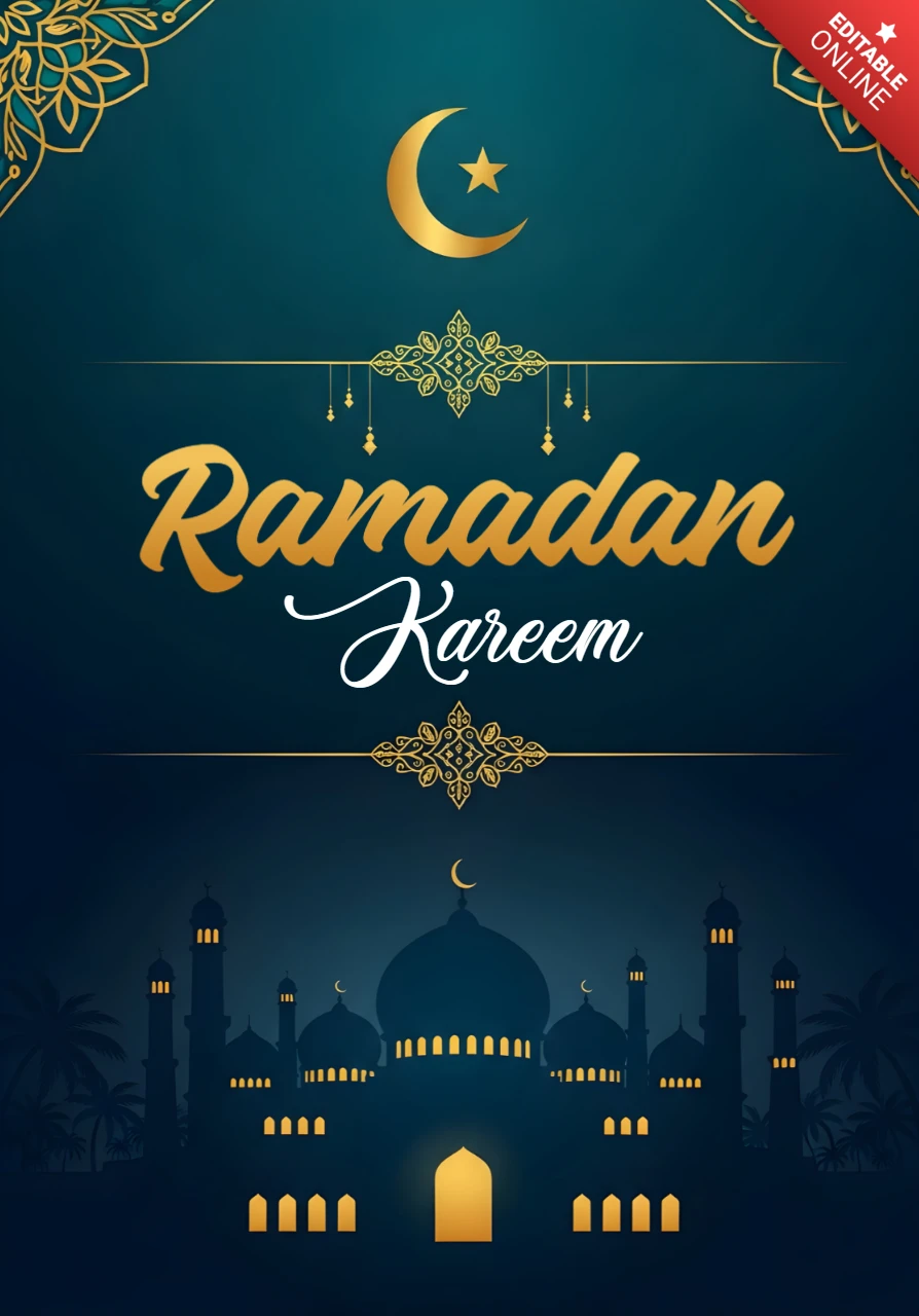 Template di design elegante per Ramadan Kareem per biglietti d'auguri con motivi islamici