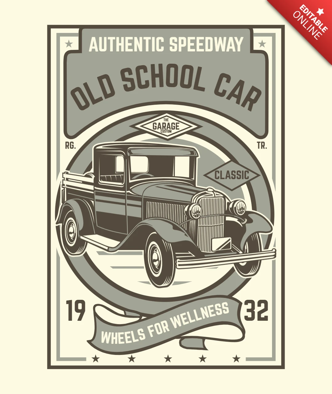 Alte schule auto t-shirt design vorlage