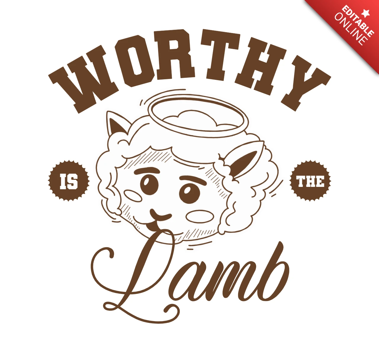 Cute Lamb Illustration Design Template for Whimsical Branding