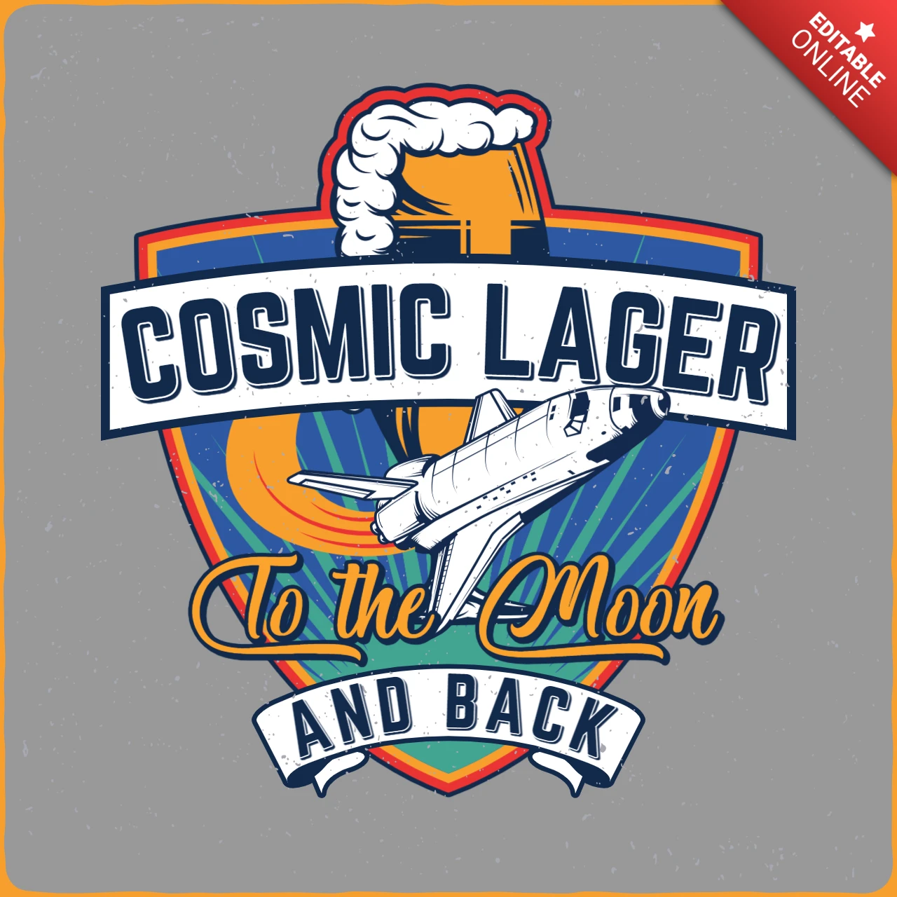 Szablon koszulki Cosmic Lager w stylu vintage