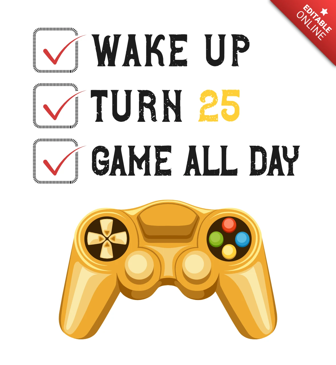 Gaming Birthday Celebration Template Design with Checklist Style