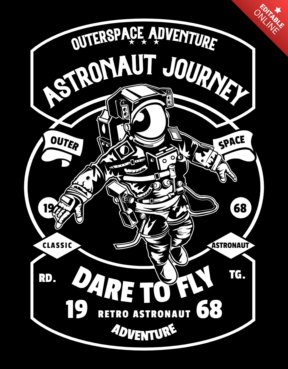 Szablon koszulki dla astronautów odważ się latać
