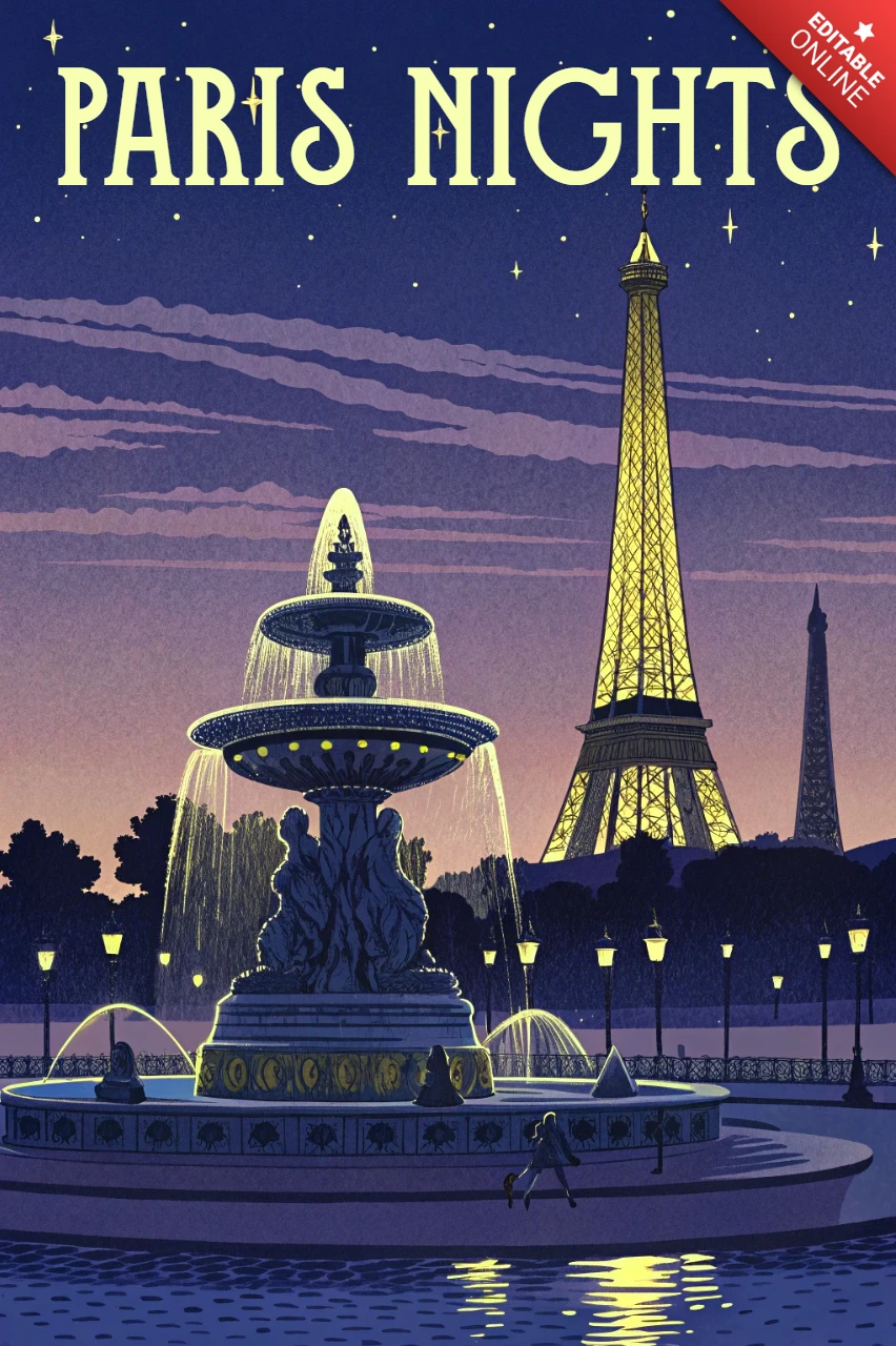 Paris Nights Retro Design Template for Posters