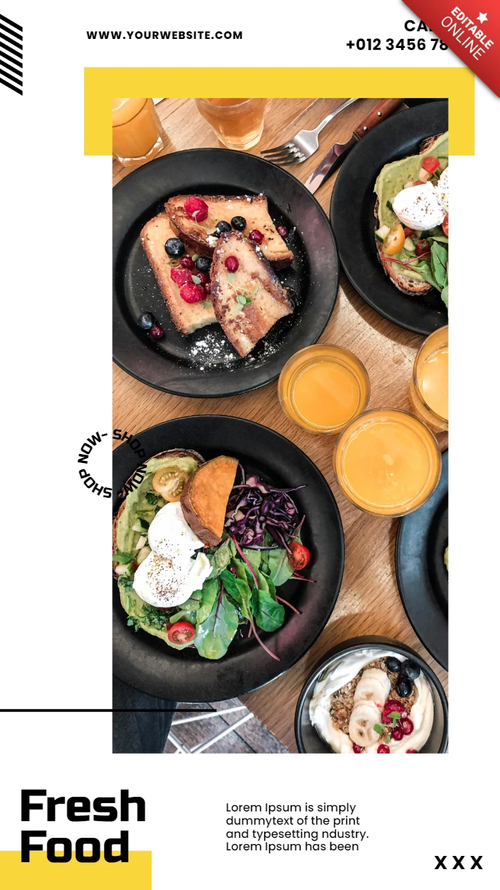 Leuchtend gelbe Werbe-Instagram Story Post Design Vorlage