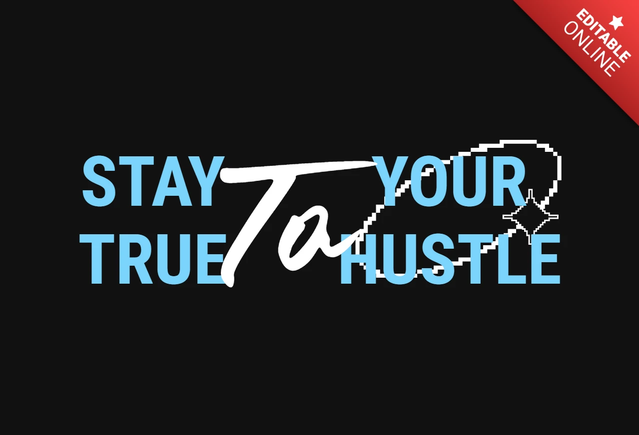 Motivationales Typografie-Design-Template für T-Shirts mit dem Spruch: Bleib deinem Hustle treu.