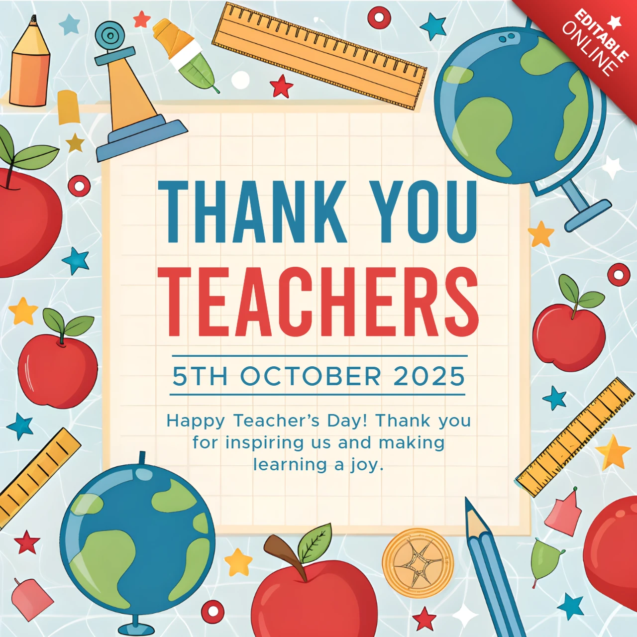 Colorful Teacher Appreciation Design Template for Teacher's Day