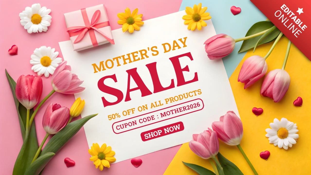 Spring floral mother's day sale template design - realistic spring vibes banner