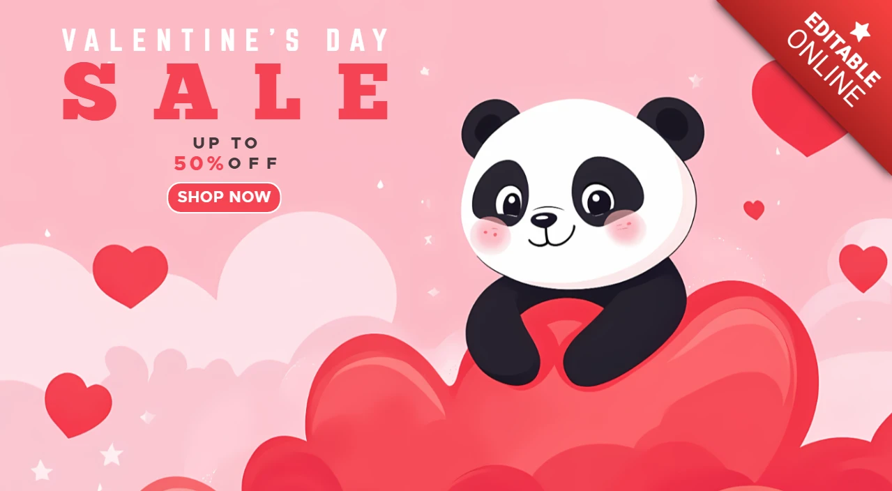 Valentinstag Verkauf Vorlage mit niedlichen Panda Design