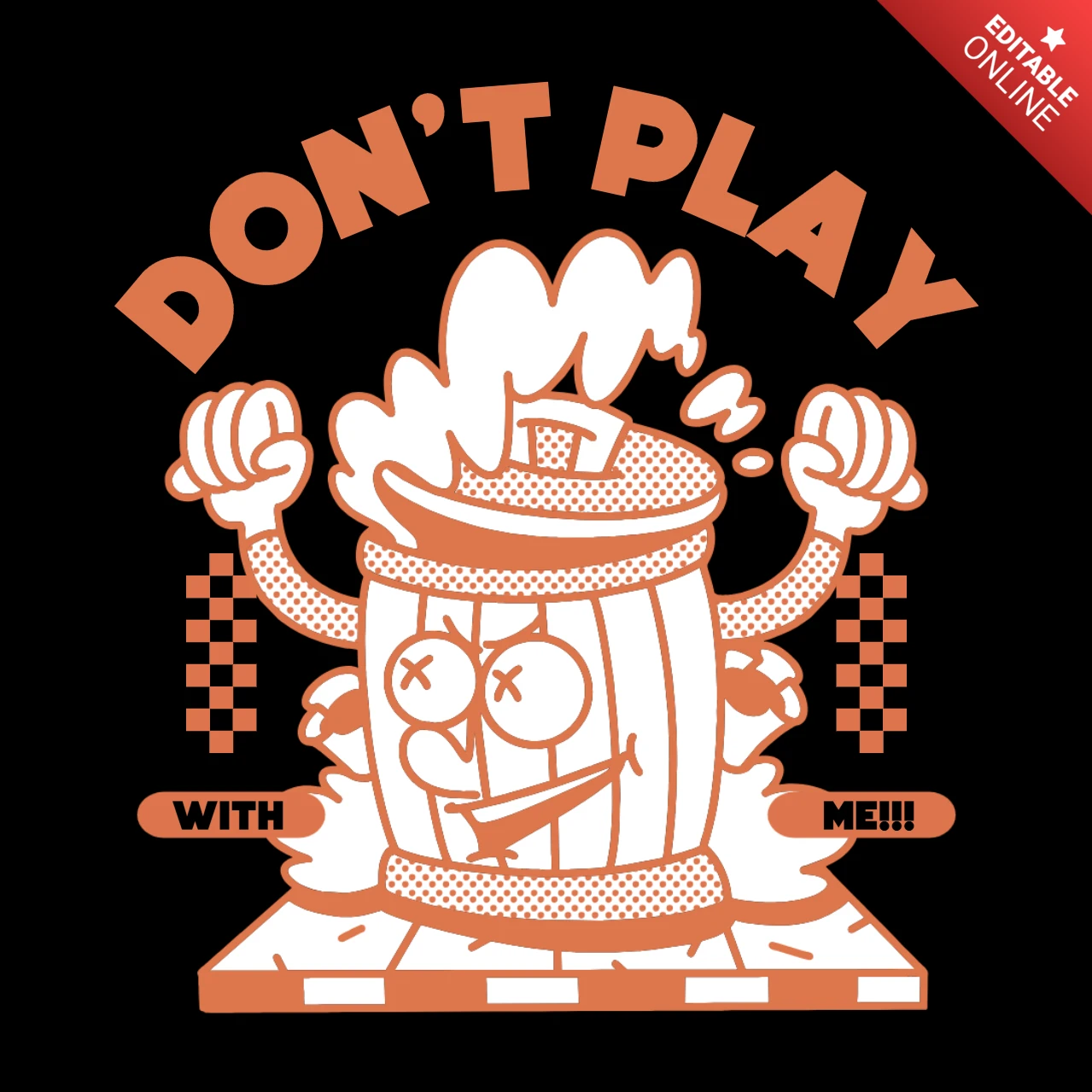 Ne joue pas avec moi, personnage de dessin animé avec un t-shirt au design d'attitude intrépide.