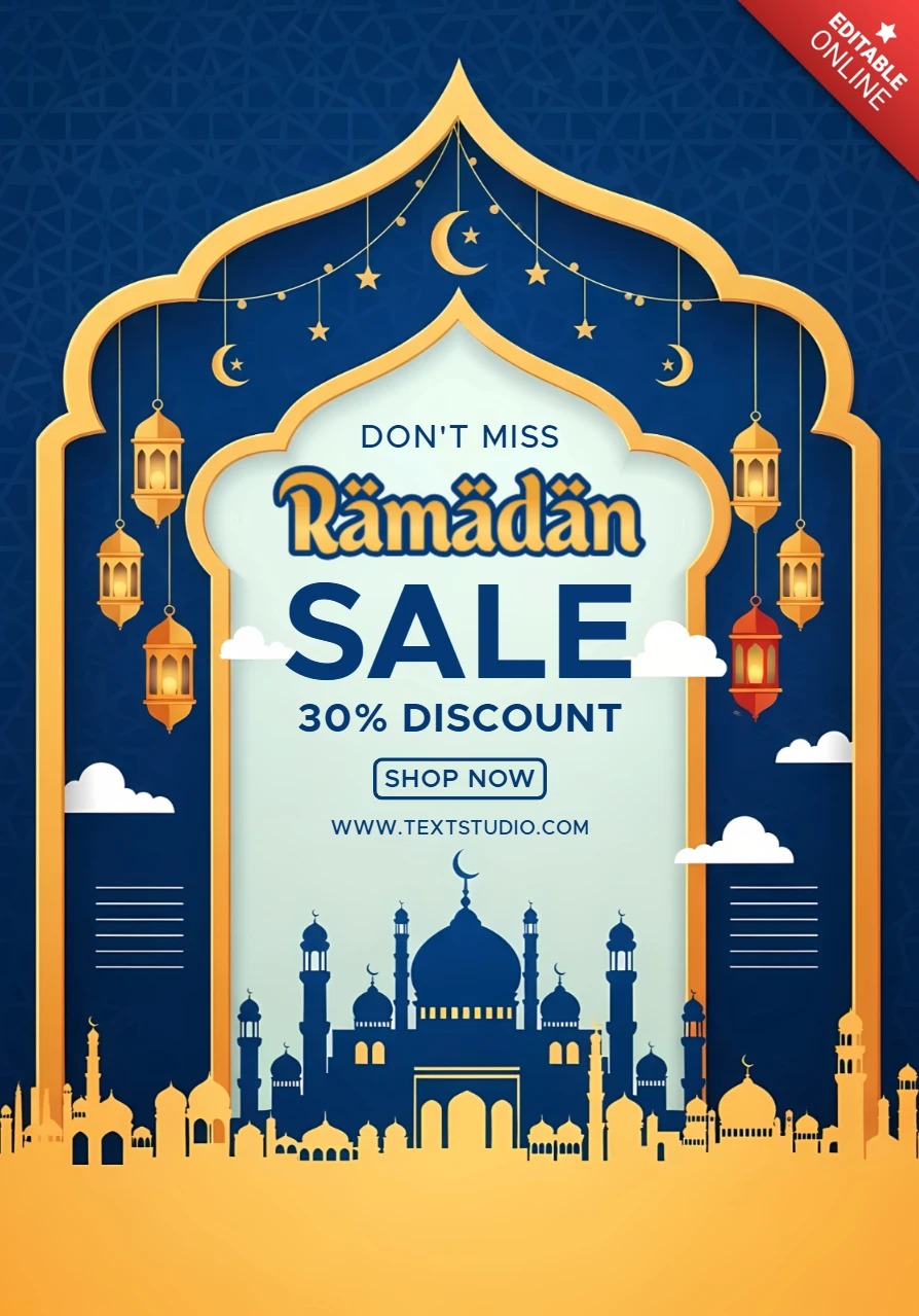 Ramadan-Verkaufsdesign-Vorlage mit Laternen für einen Werbeflyer