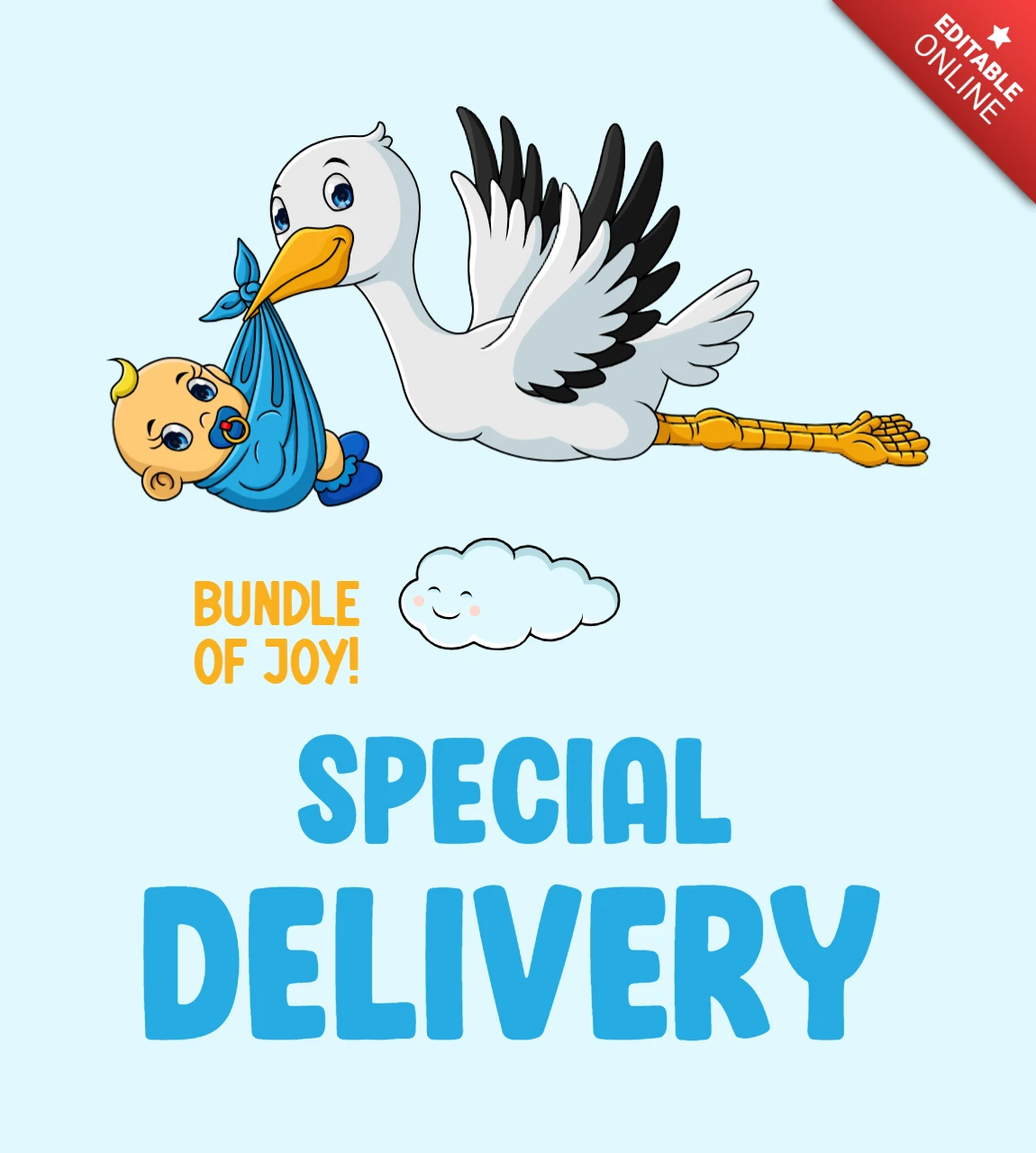 Besondere Lieferung Baby Geburt Ankündigung niedliche Vorlage mit cartoonish Design
