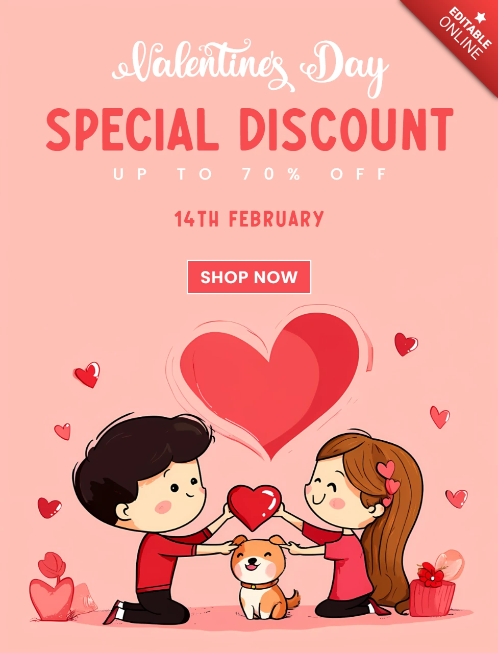 Valentine's Day Discount Template Design for Special Offers