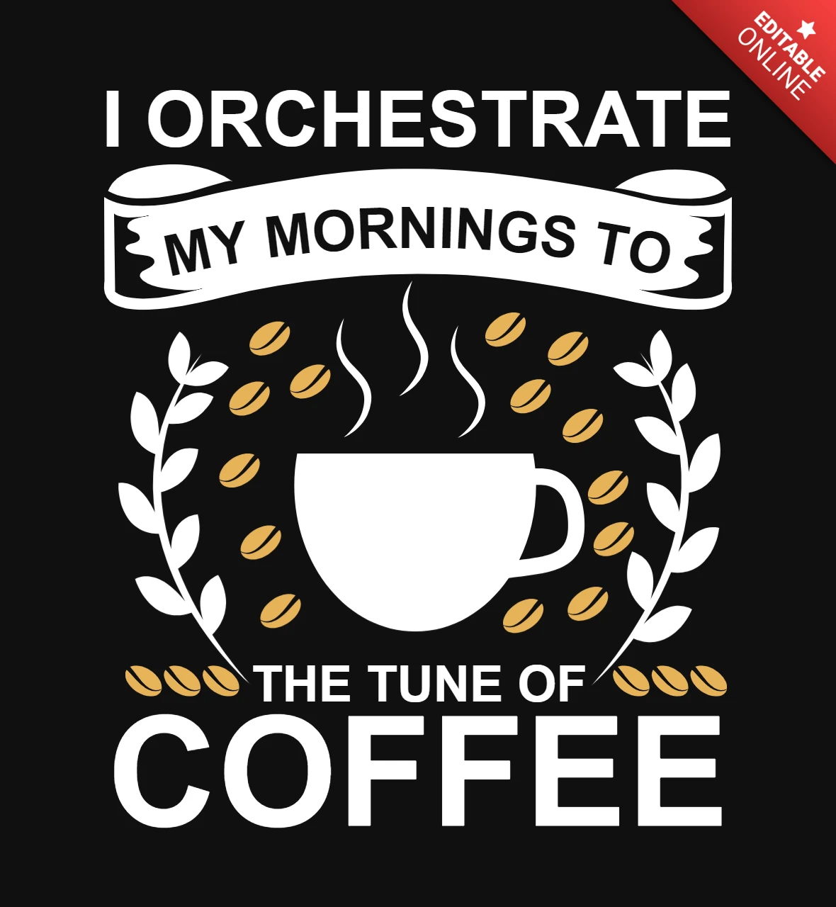 Modelo de design de camiseta com melodia de café