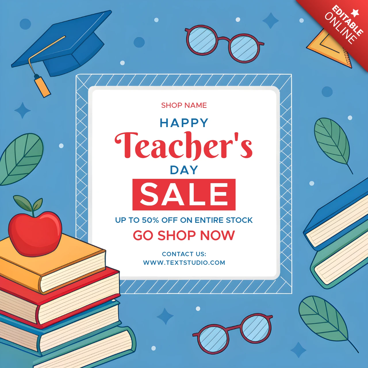 Modèle de vente colorée pour la journée des enseignants - graphique promotionnel modifiable