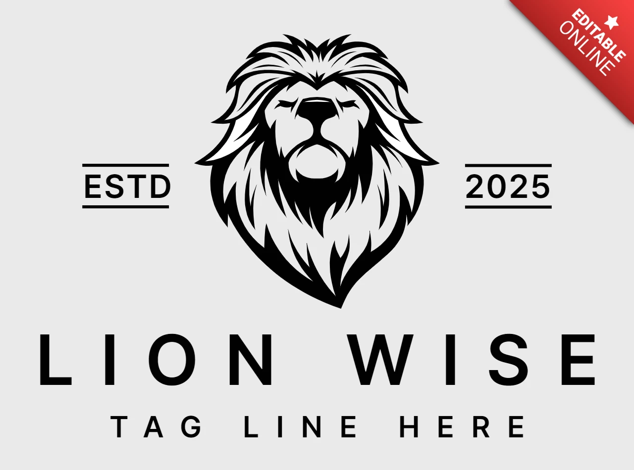 Lion With Wise Face Logo Design Template