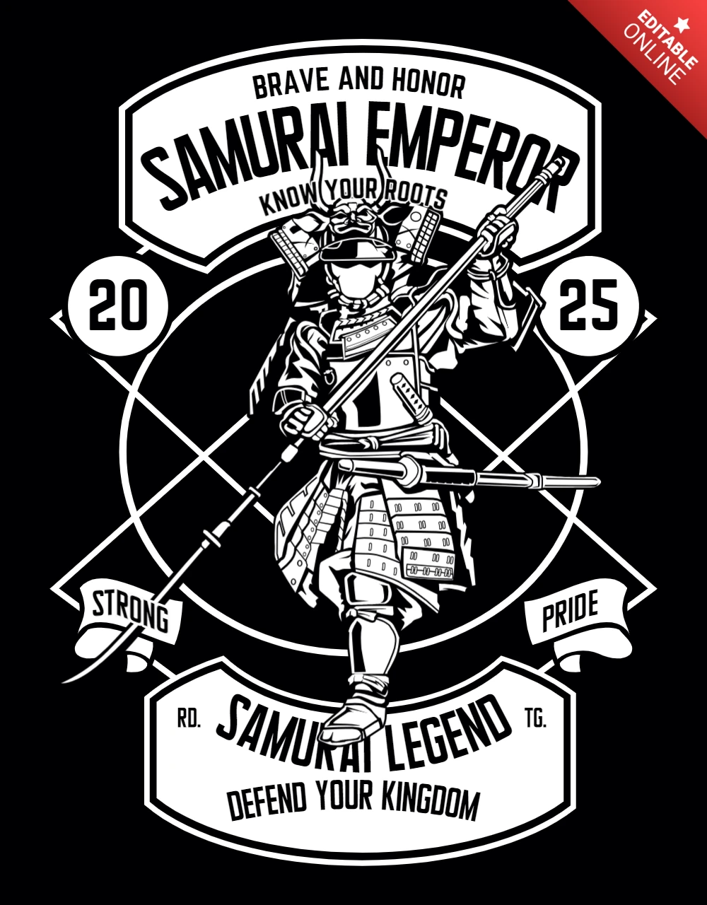 Samurai Emperor T-shirt Design Template