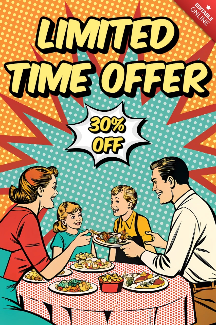 Modèle de promotion de dîner familial rétro pour la conception de flyers