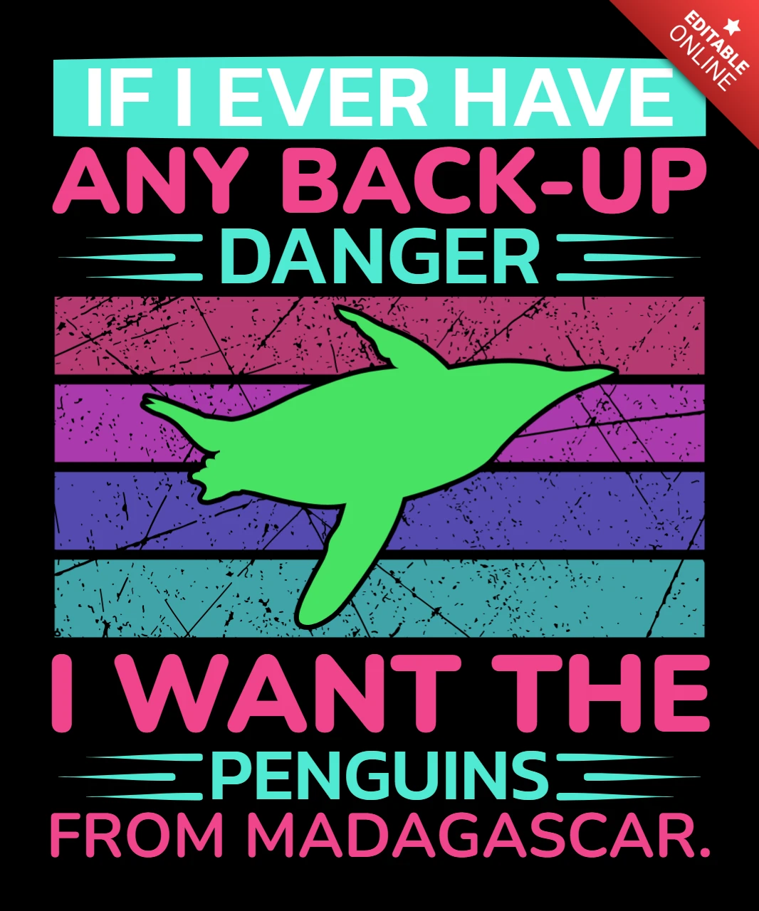 Retro pop-art ontwerpsjabloon: pinguïns van madagascar quote