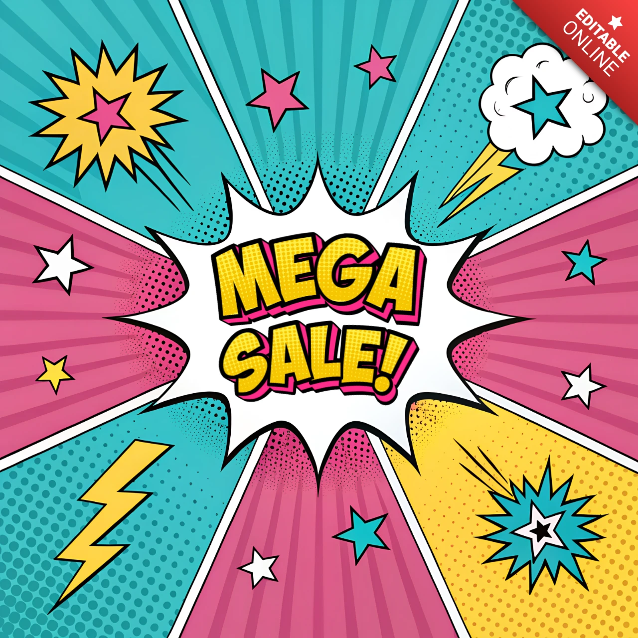 Modèle d'annonce de vente de pop art pour des flyers promotionnels
