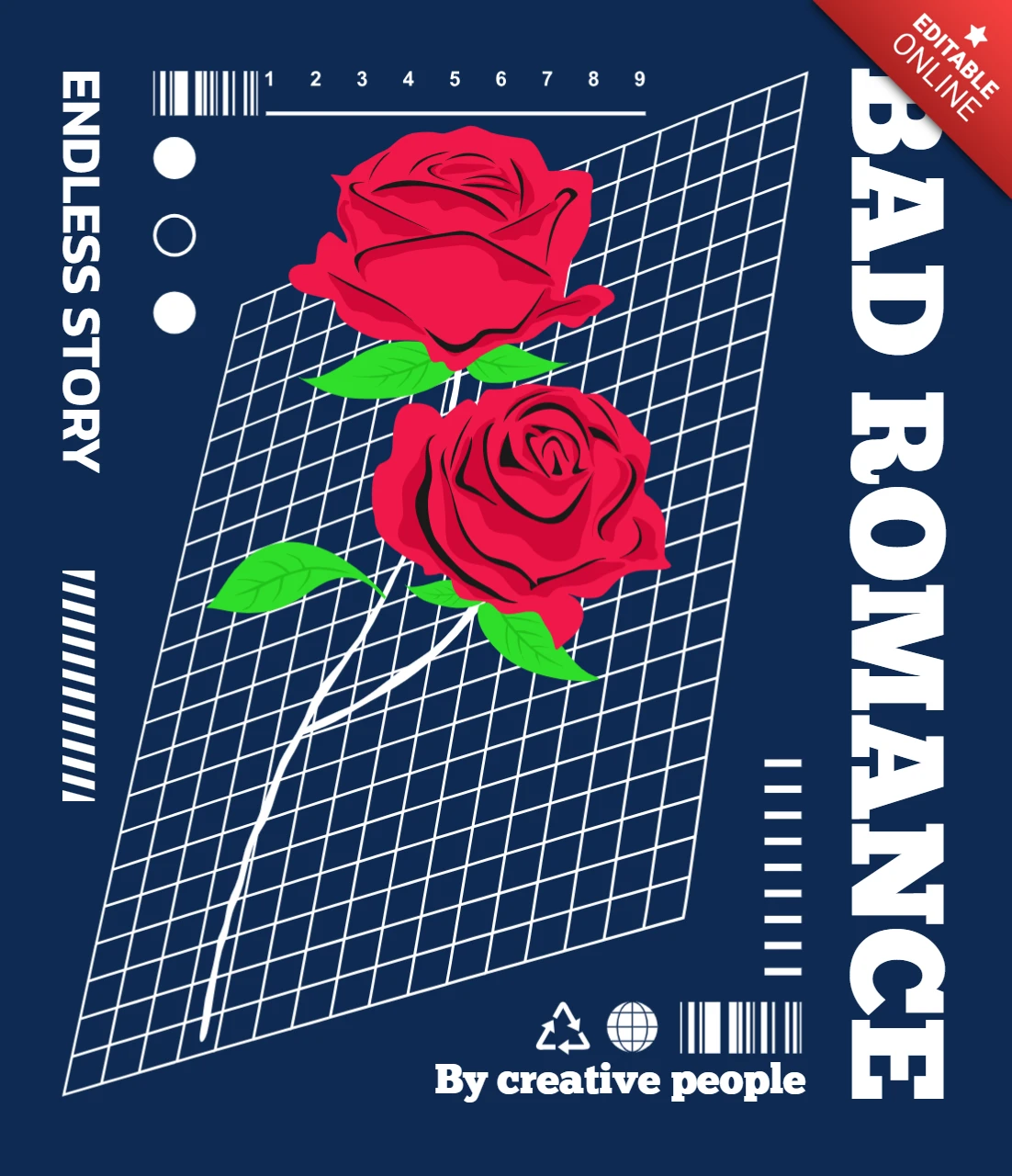 Template di design romantico con rose per abbigliamento e merce