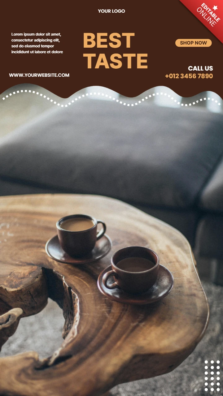 Designvorlage für Instagram-Story-Posts mit dem besten Geschmacks-Café