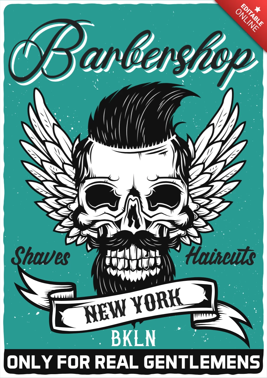 Modelo de design de pôster de barbearia vintage