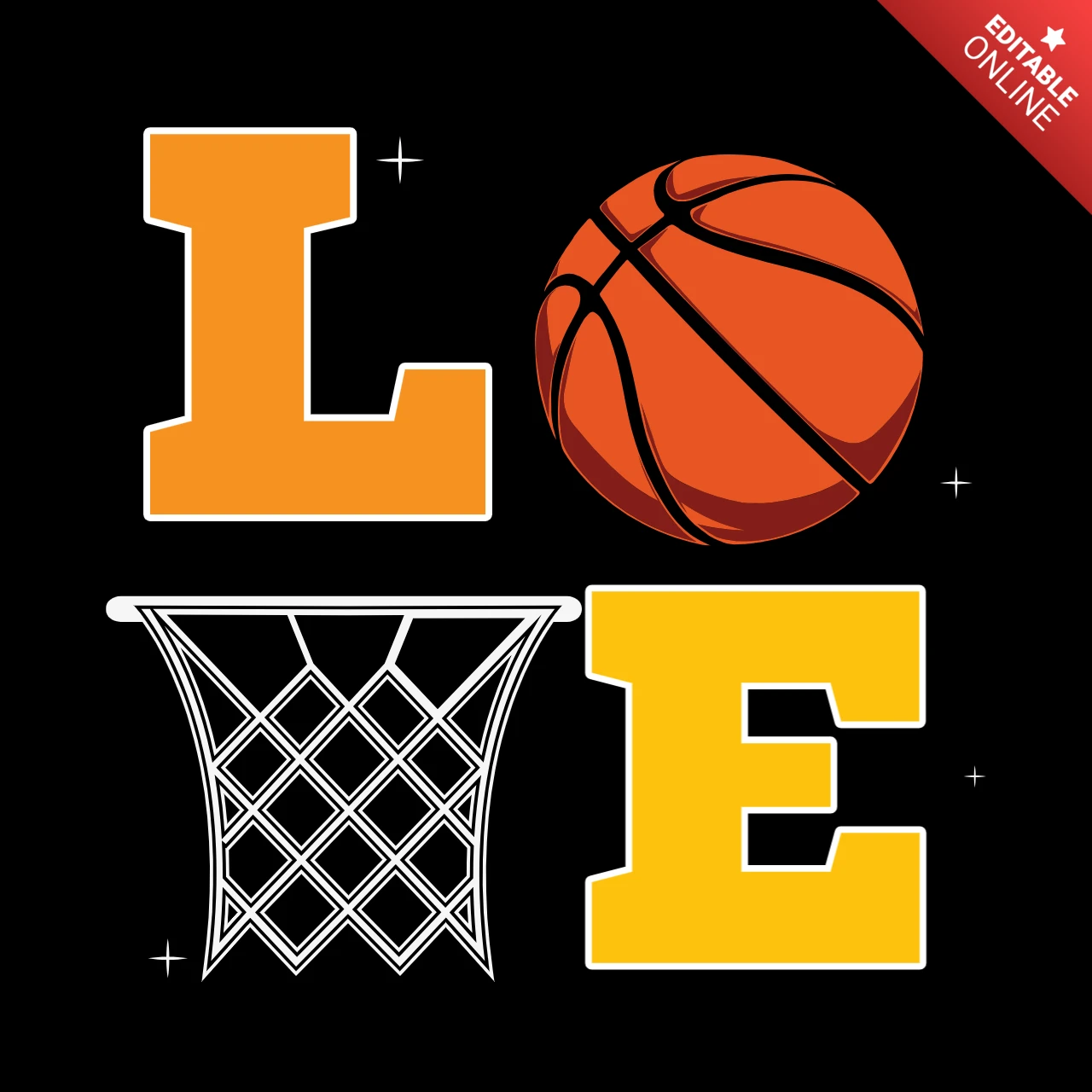 Basketbal liefde t-shirt ontwerpsjabloon