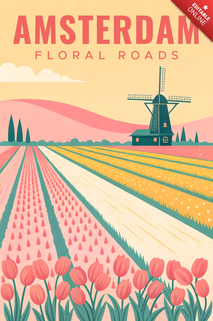 Amsterdam Blumenstraßen-Designvorlage für Poster