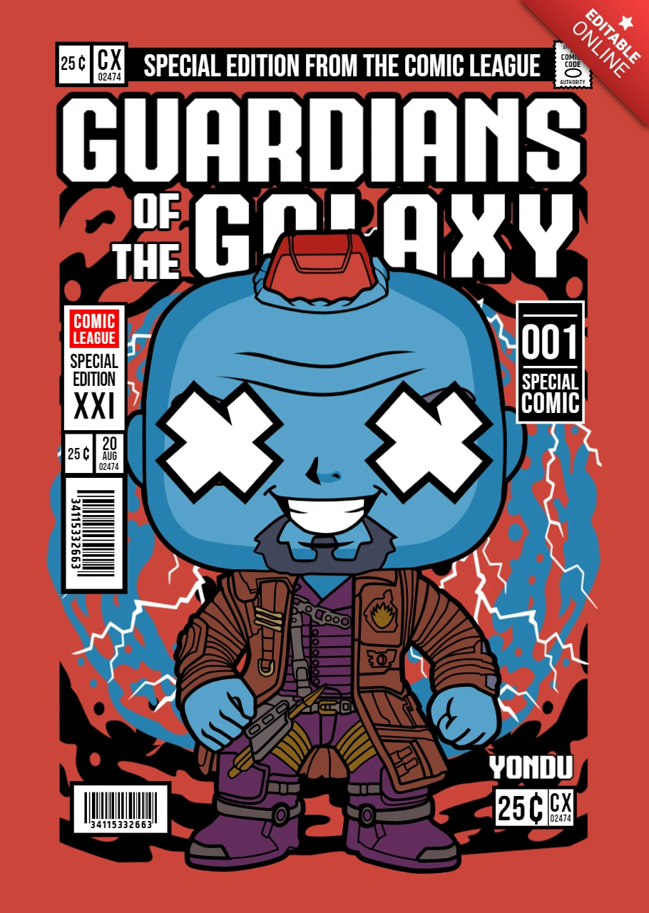 Yondu Cartoon Character Magazine Cover Design Template