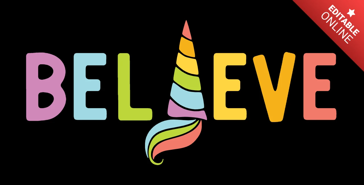 Glauben sie einhorn typografie t-shirt design vorlage