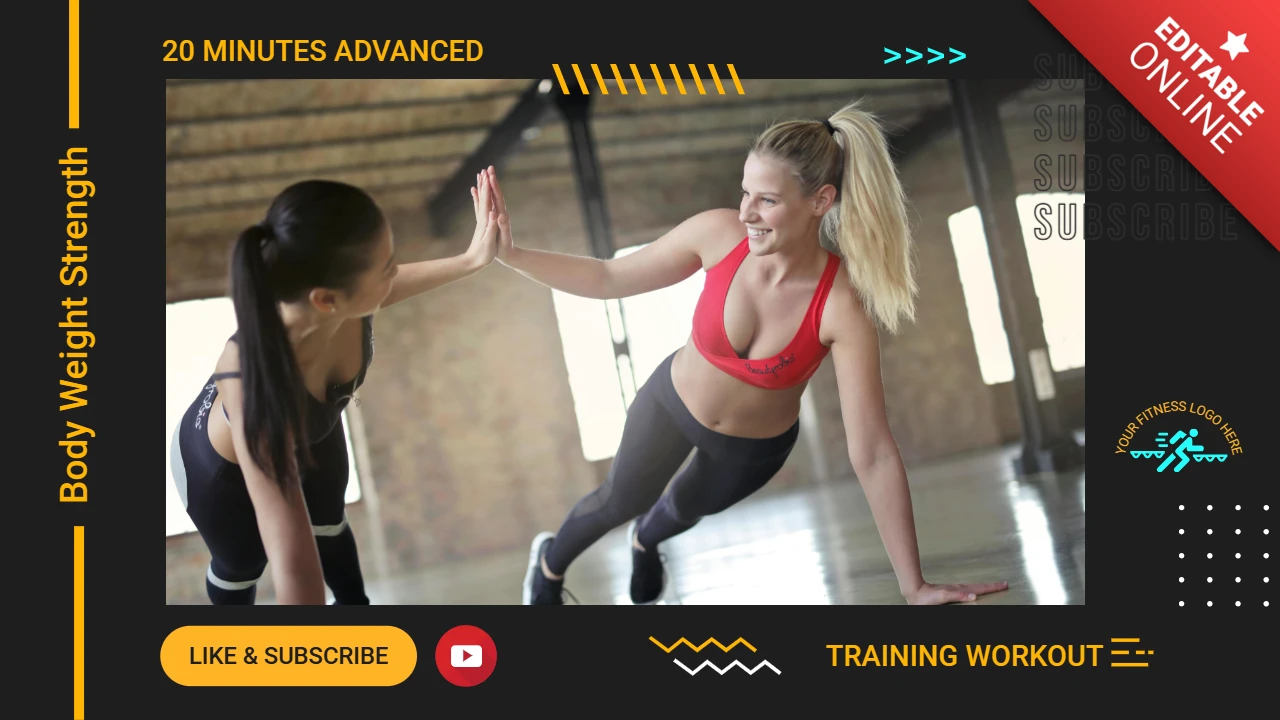 Fitness Partner YouTube Channel Thumbnail Post Design Template