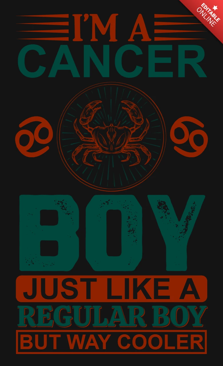 I'm a cancer boy zodiac sign t-shirt design template