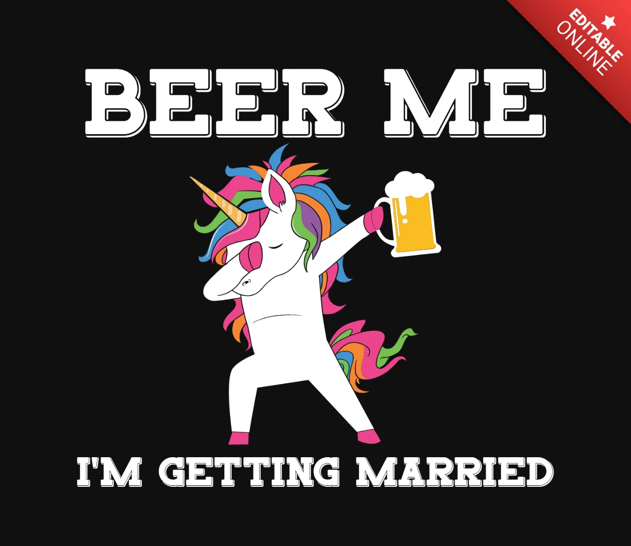 Verheiratetes einhorn mit bier t-shirt design vorlage