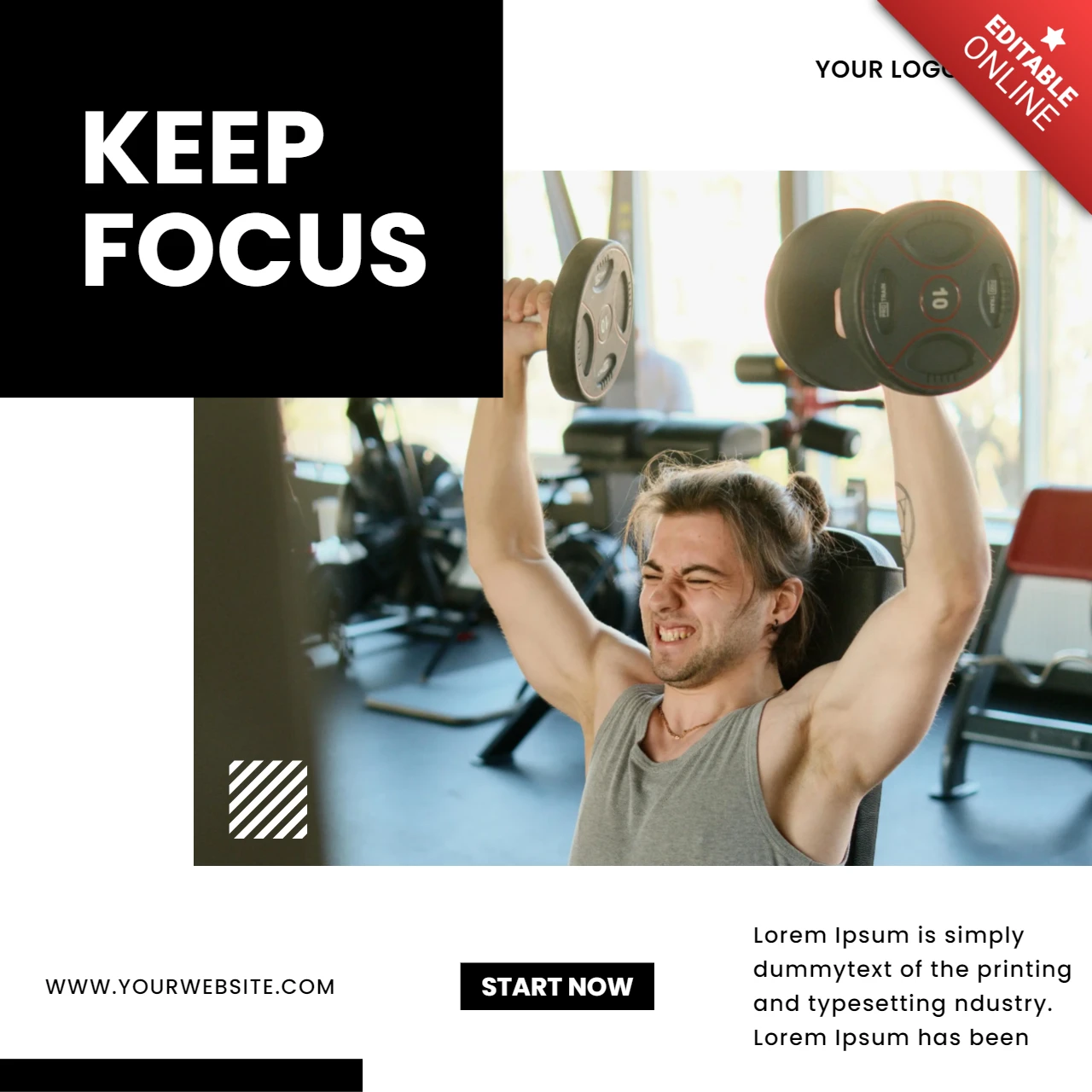 Modelo de design de postagem do Instagram para academia de musculação