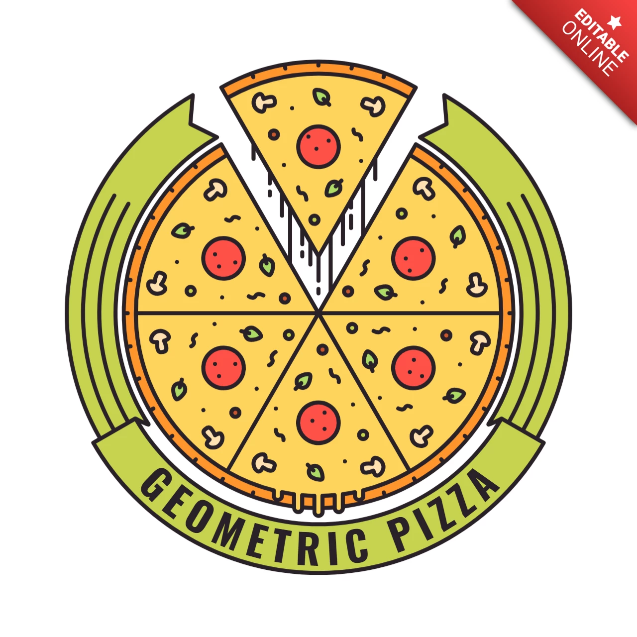 Geometrisch pizzalogo ontwerp sjabloon