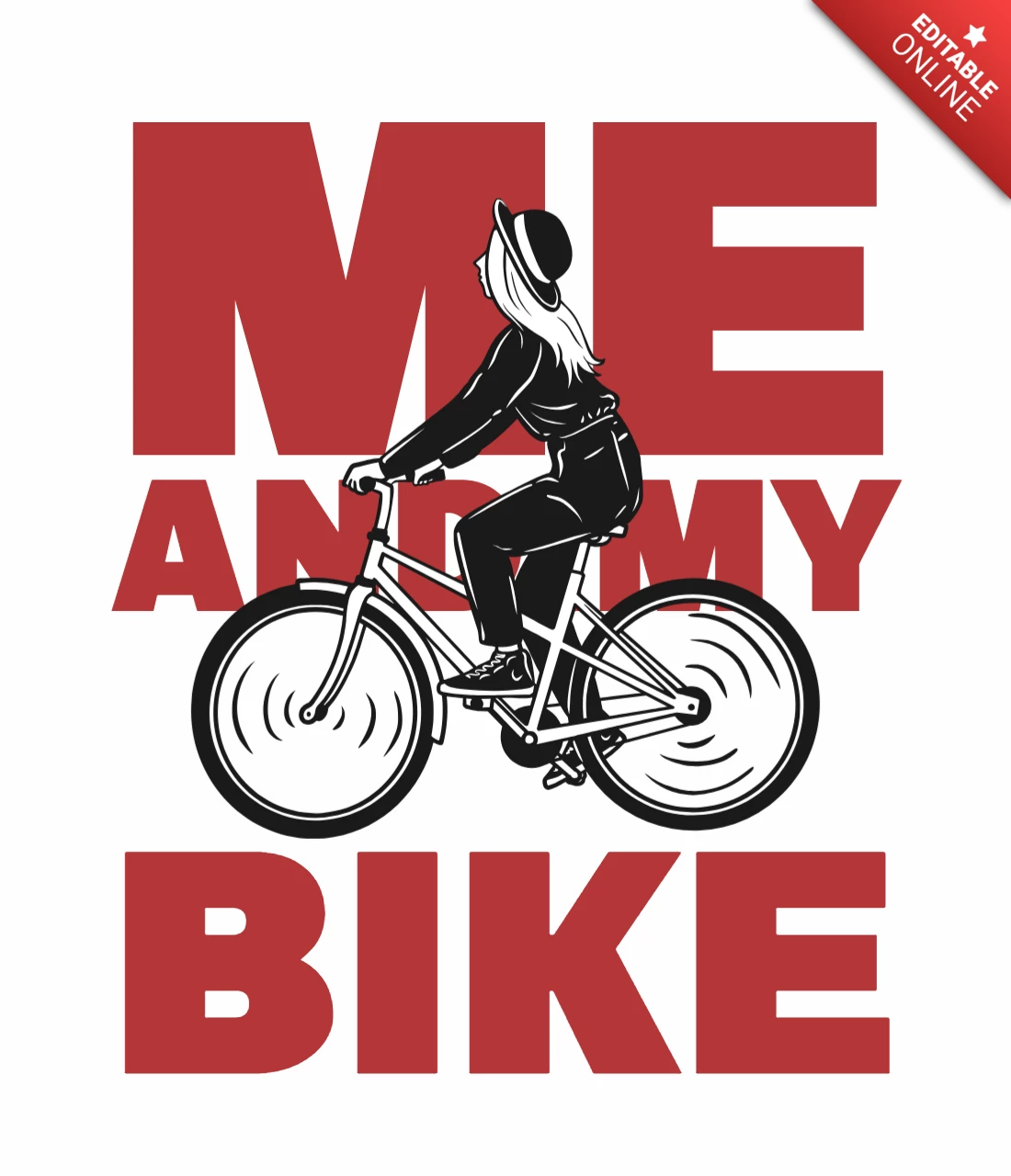 Girl Riding BicycleVintage T-shirt Design Template